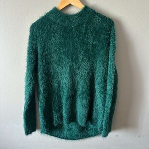 Women's Fuzzy Green Sweater